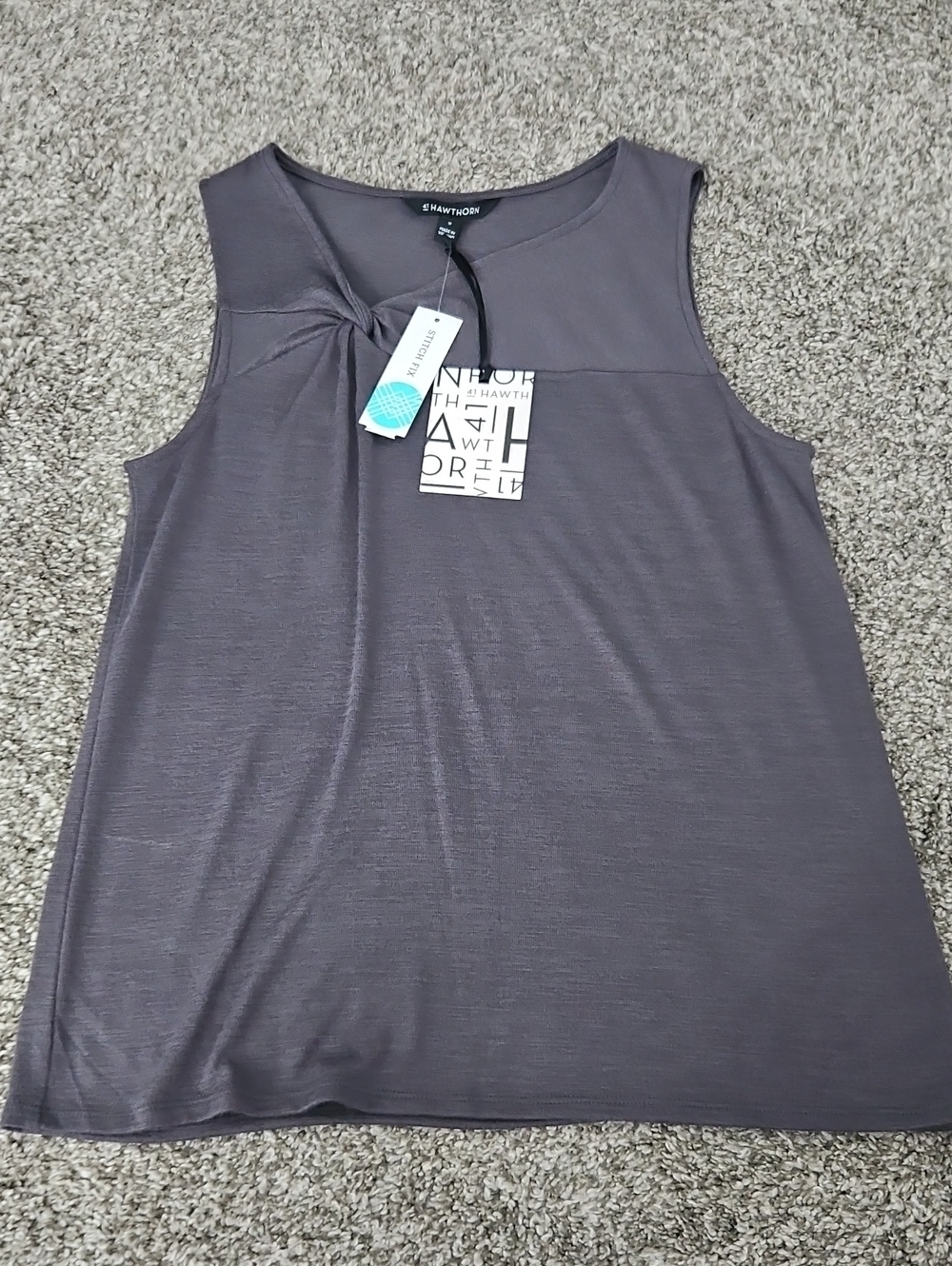 41 Hawthorn Sleeveless Twist Yoke Tank - Gray